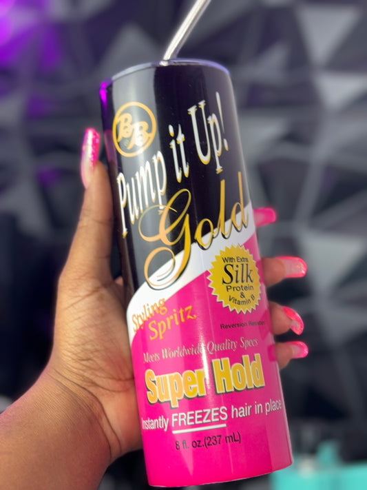 Pump It Up! Gold Spritz Holding Spray Tumbler