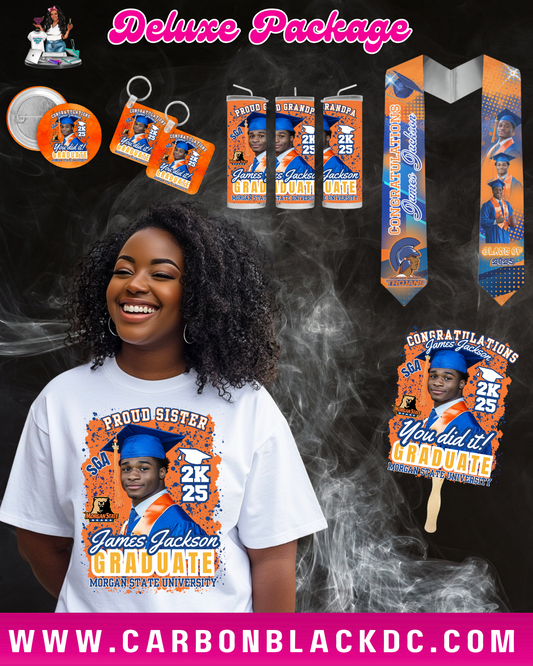 Deluxe Graduation Package (Custom Shirt, Stole, Fan, Keychain & Tumbler)