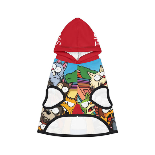 Simpsons-Themed "They're Eating Cats and Dogs" Red Pet Hoodie