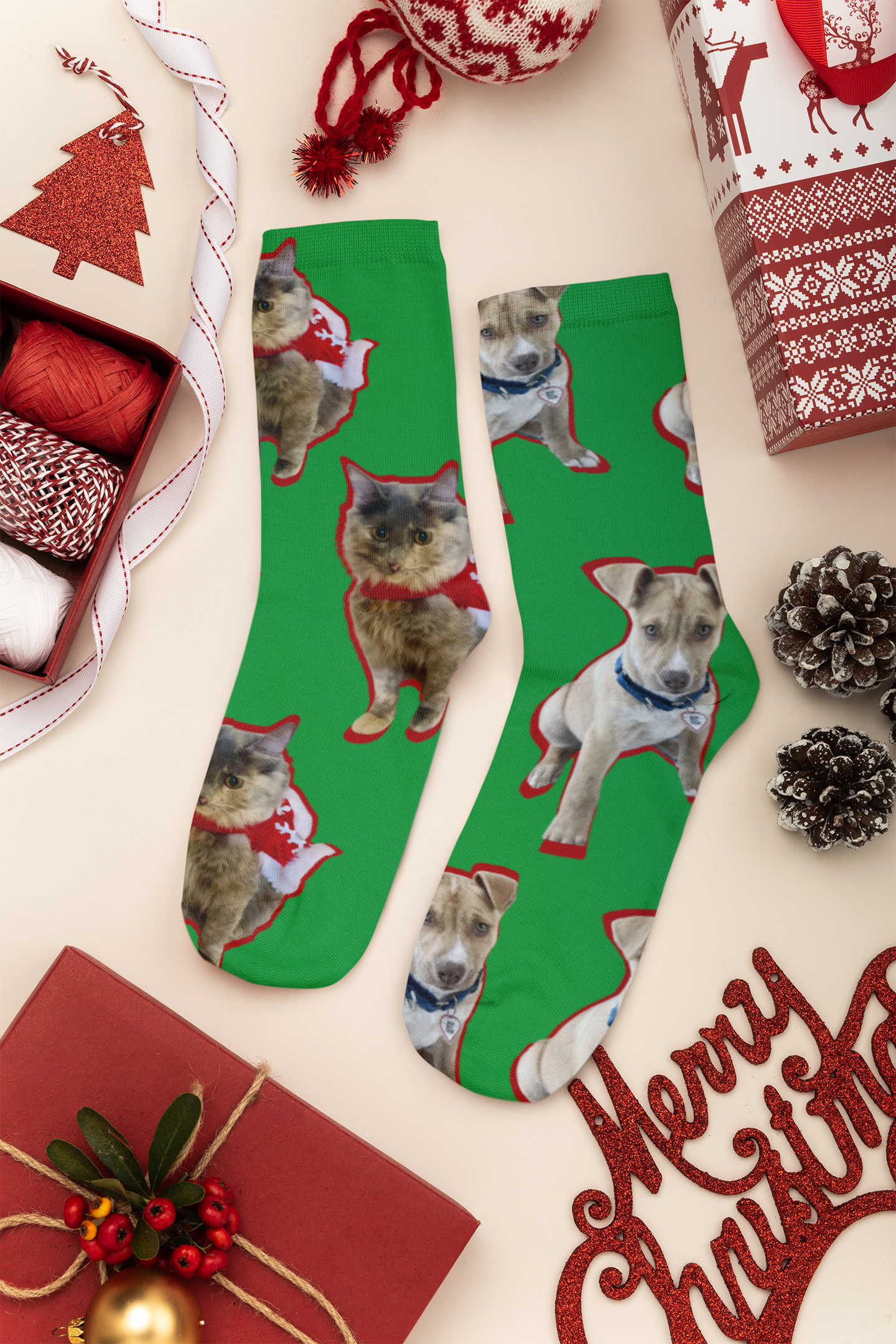 Custom Christmas Pet Socks