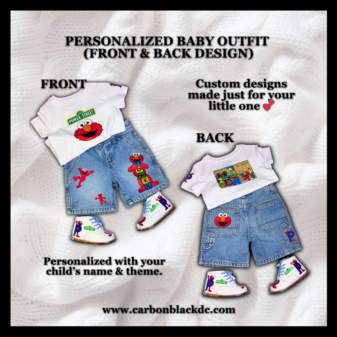 personalized baby outfit set with custom name and themed design for kids gift