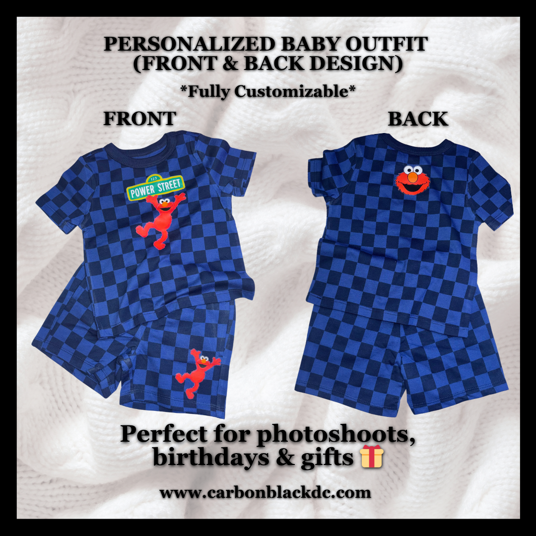 personalized baby outfit set with custom name and themed design for kids gift