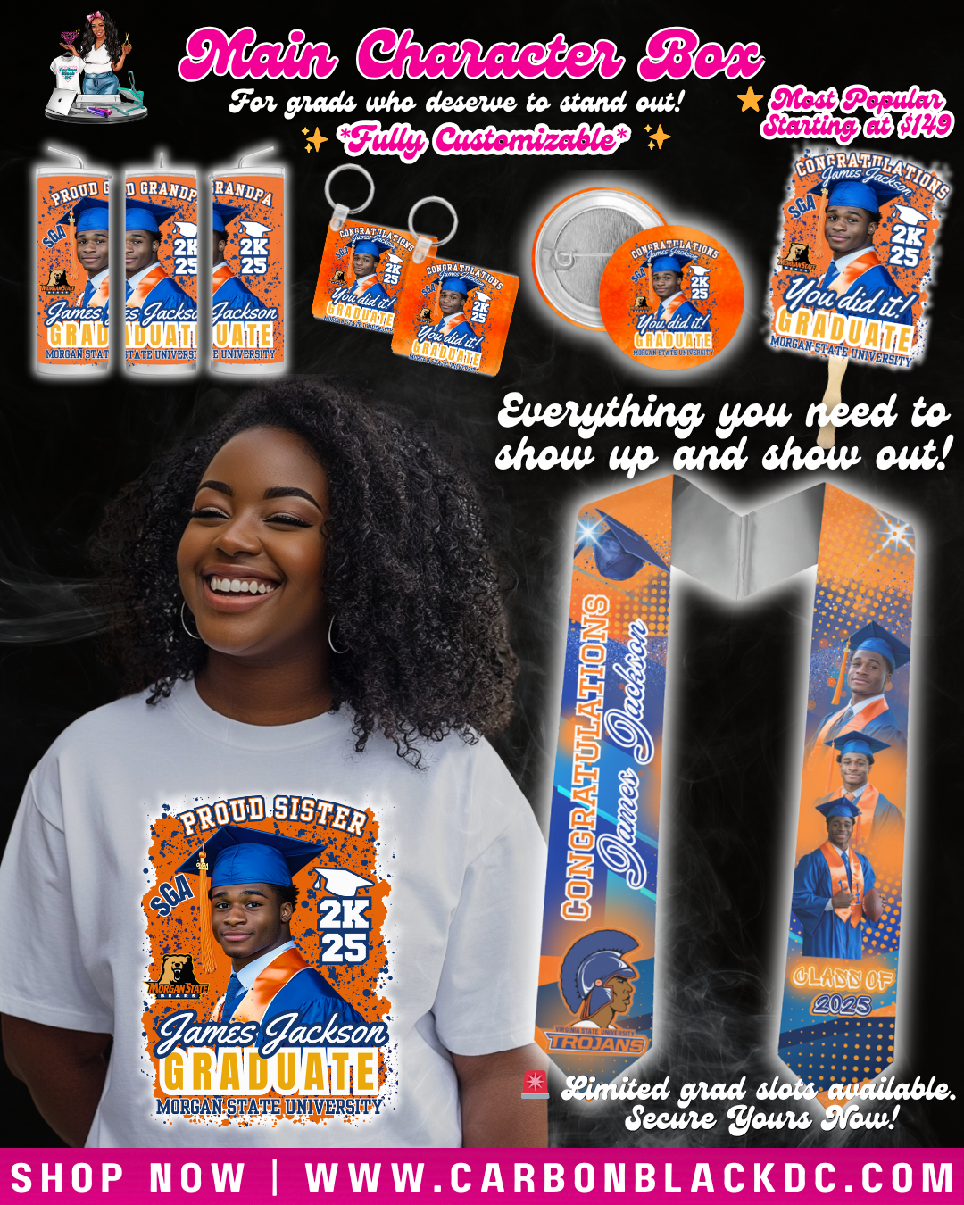 custom deluxe graduation bundle with personalized shirt, stole, tumbler, and keepsake gifts for Class of 2026